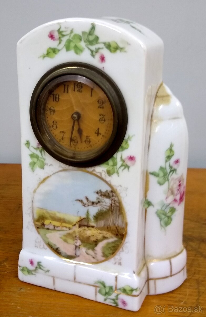 Funkčné starožitné porcelánové stolové hodiny - 2