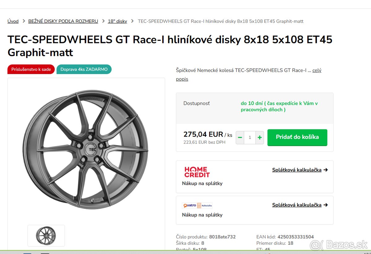 ALU disky TEC Speedwheel 8x18 , 5x108 , ET45 - 2
