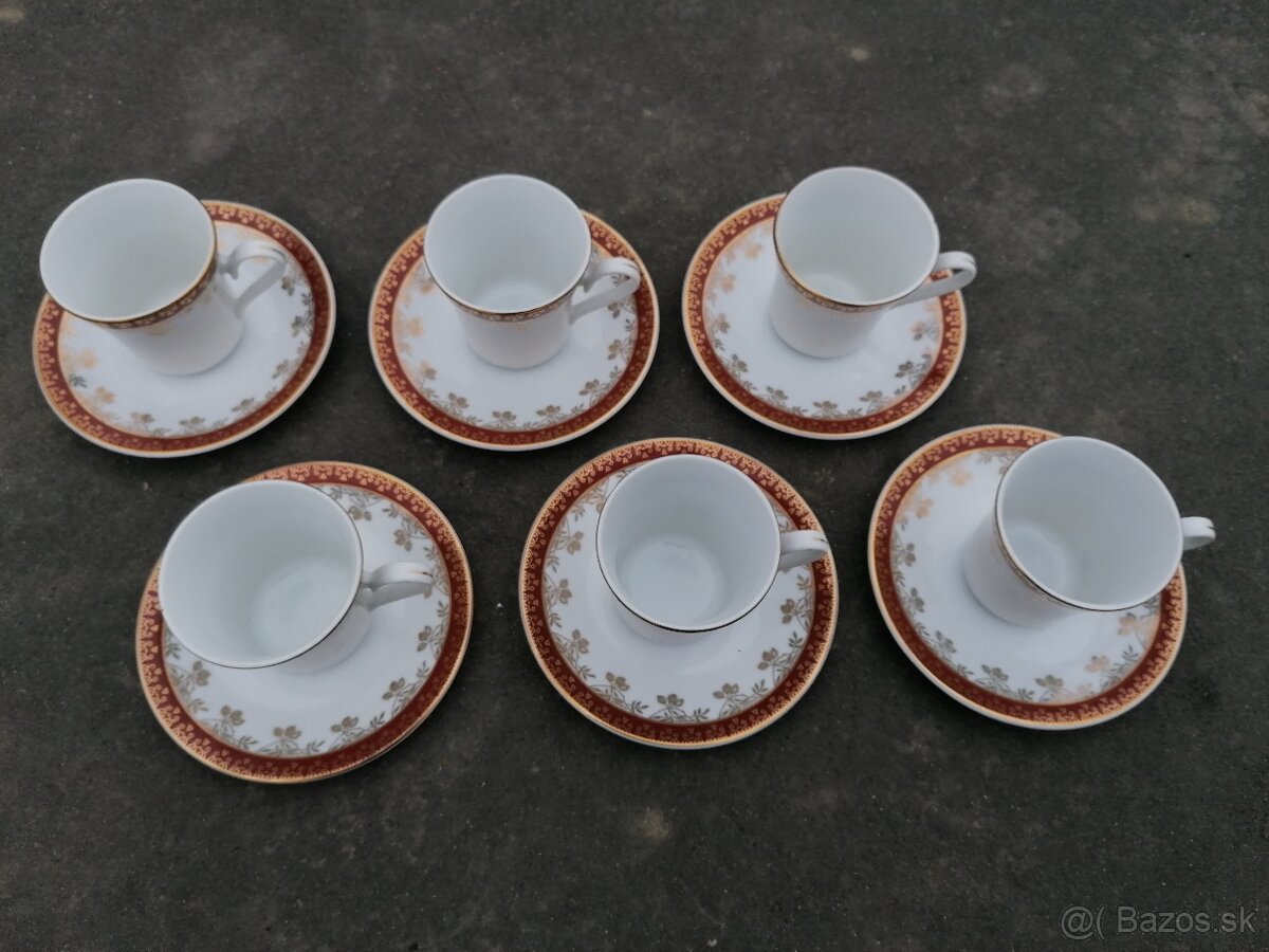 Predám červeno-zlatá porcelánová sada - 2