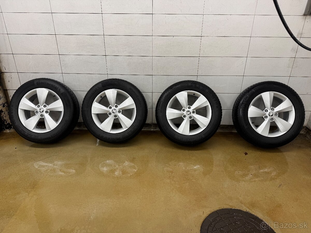 ALU disky Skoda 5x112 s zimne pneu 215/65 r17 - 2