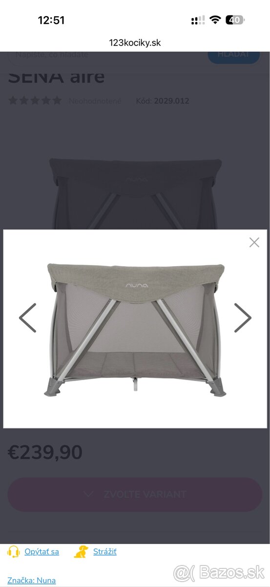 Cestovná postieľka nuna sena aire - 2