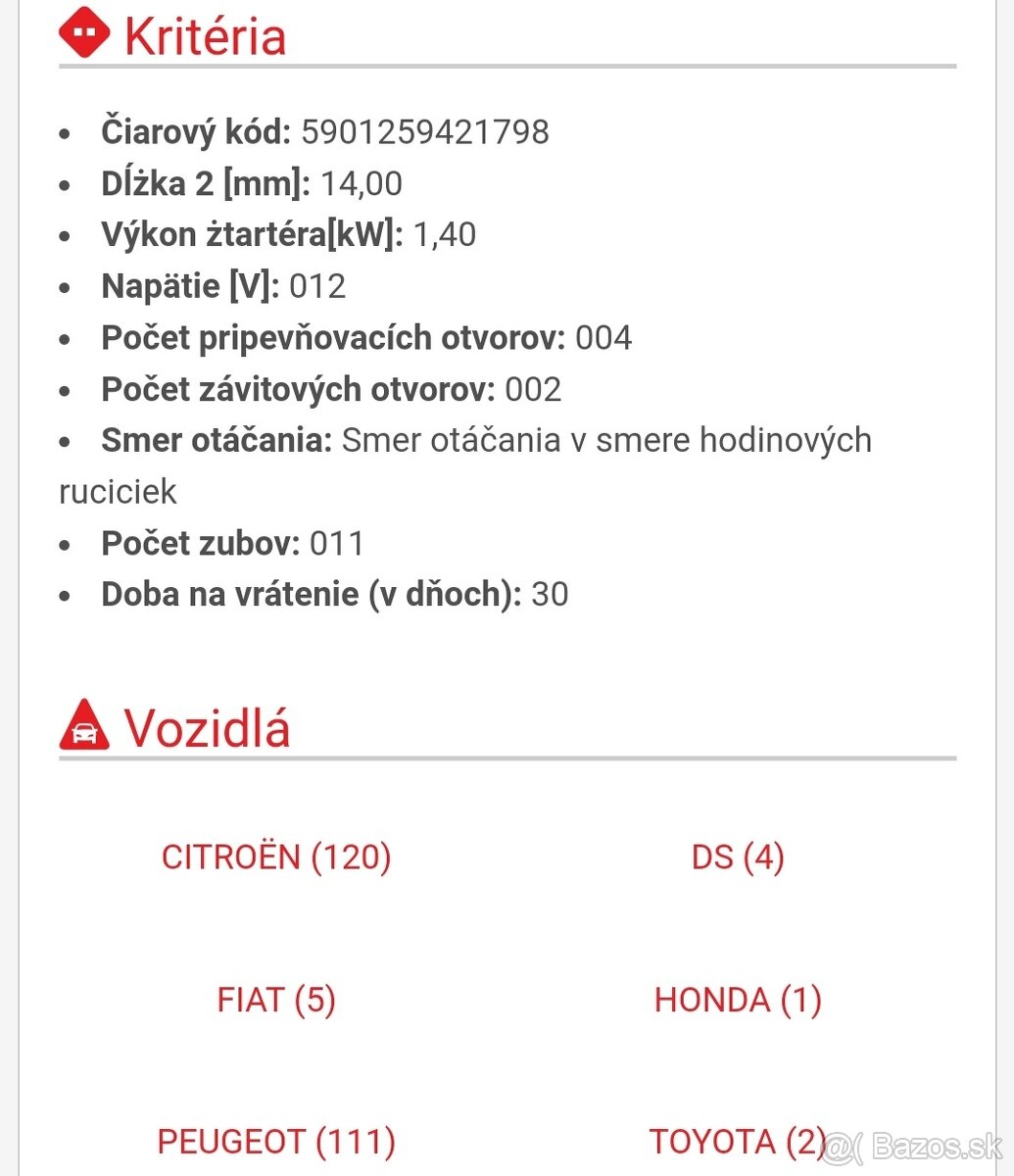 Štarter Valeo 1,6 Hdi - 2