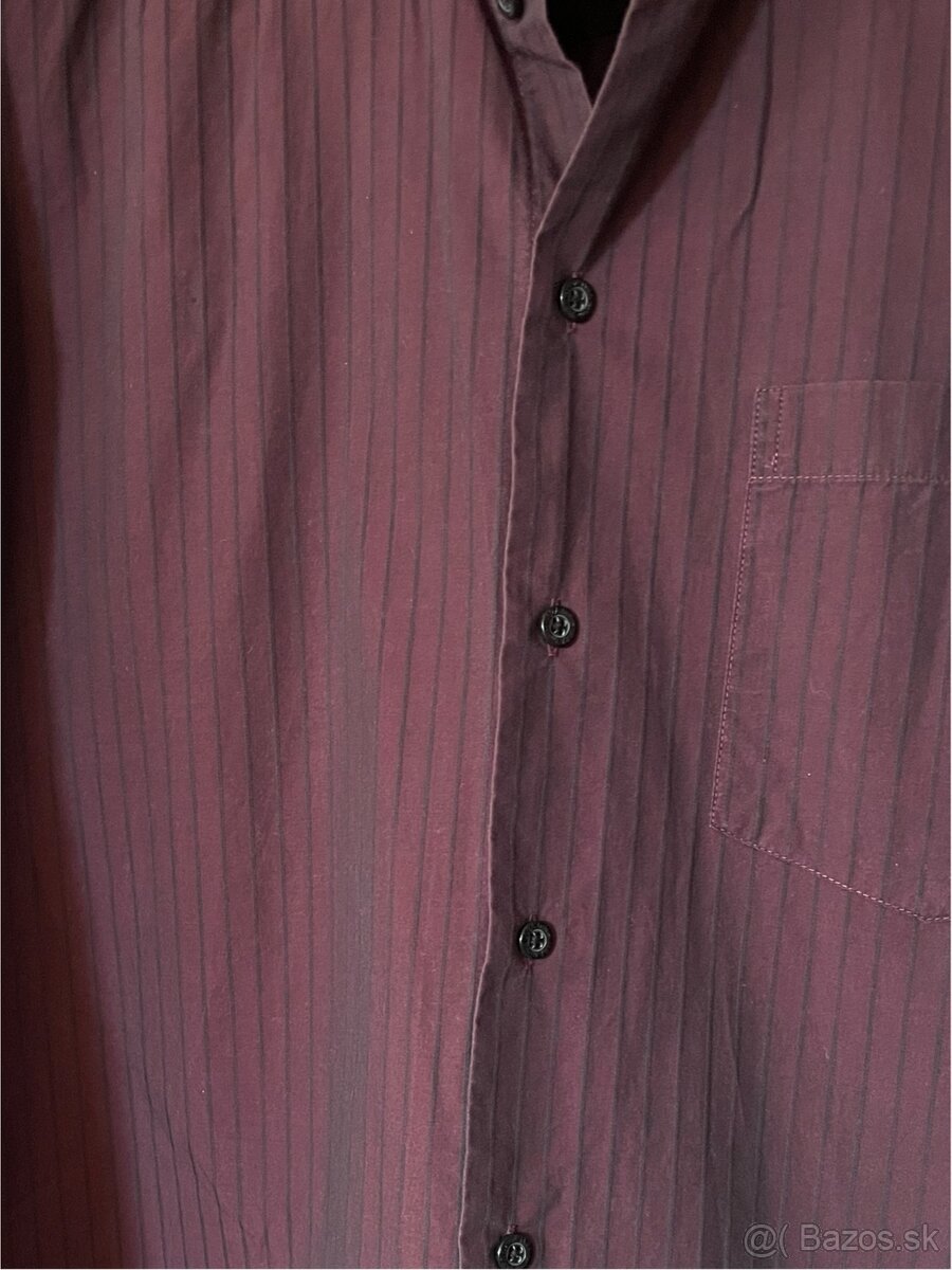 Jara Pánska fialová/bordová košeľa s čiernym pásikom XL 43 - 2