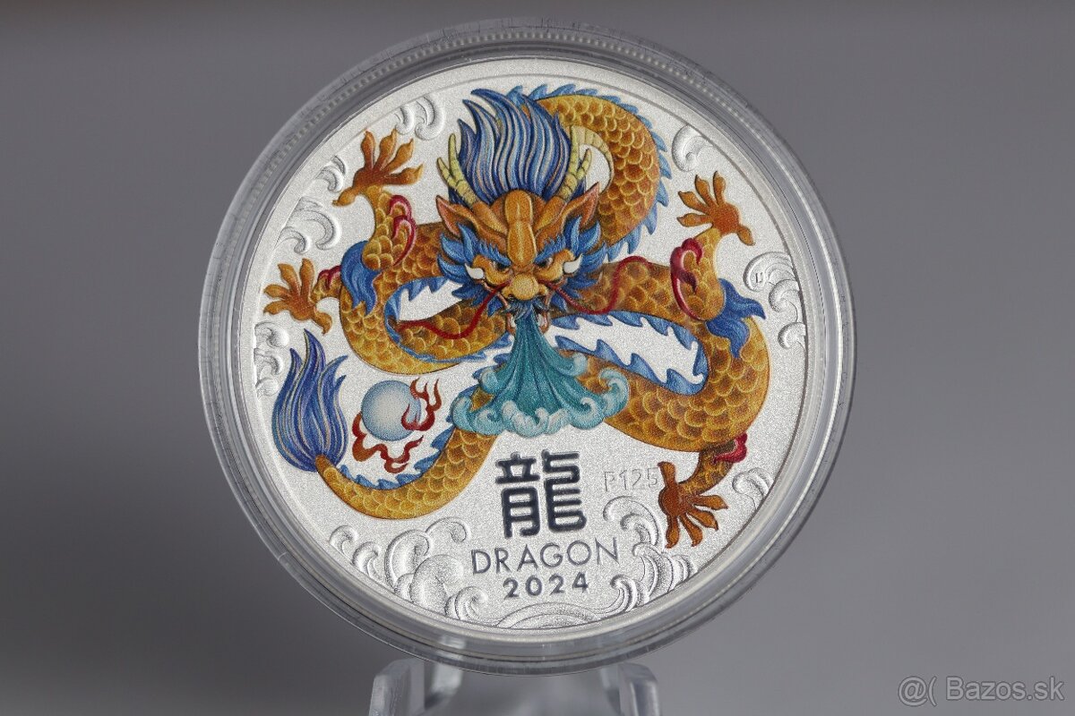 Lunárna séria III 5x 1OZ AG999 rok draka colour 2024 v etui - 2