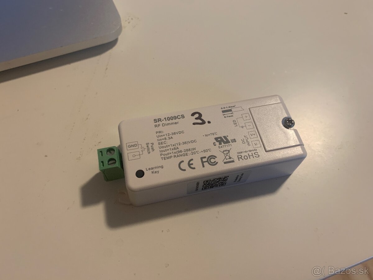 RF prijímač pre stmievanie LED pásov 1x8A DC12-36V SR-1009CS - 2
