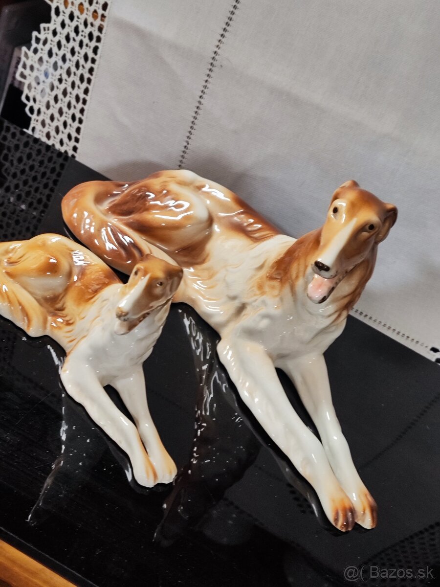 Retro sošky pes Barzoj Royal dux - 2