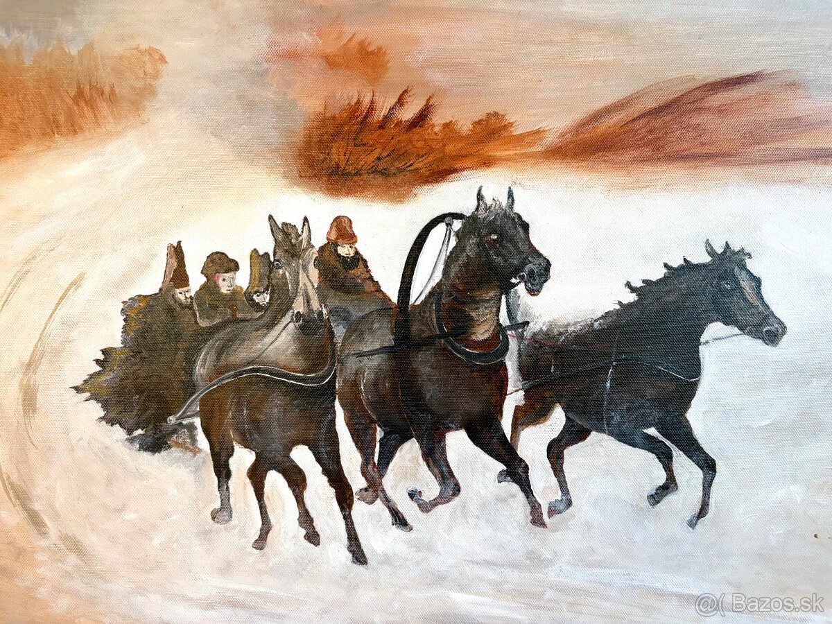 Starý nádherný obraz, olejomalba - 2