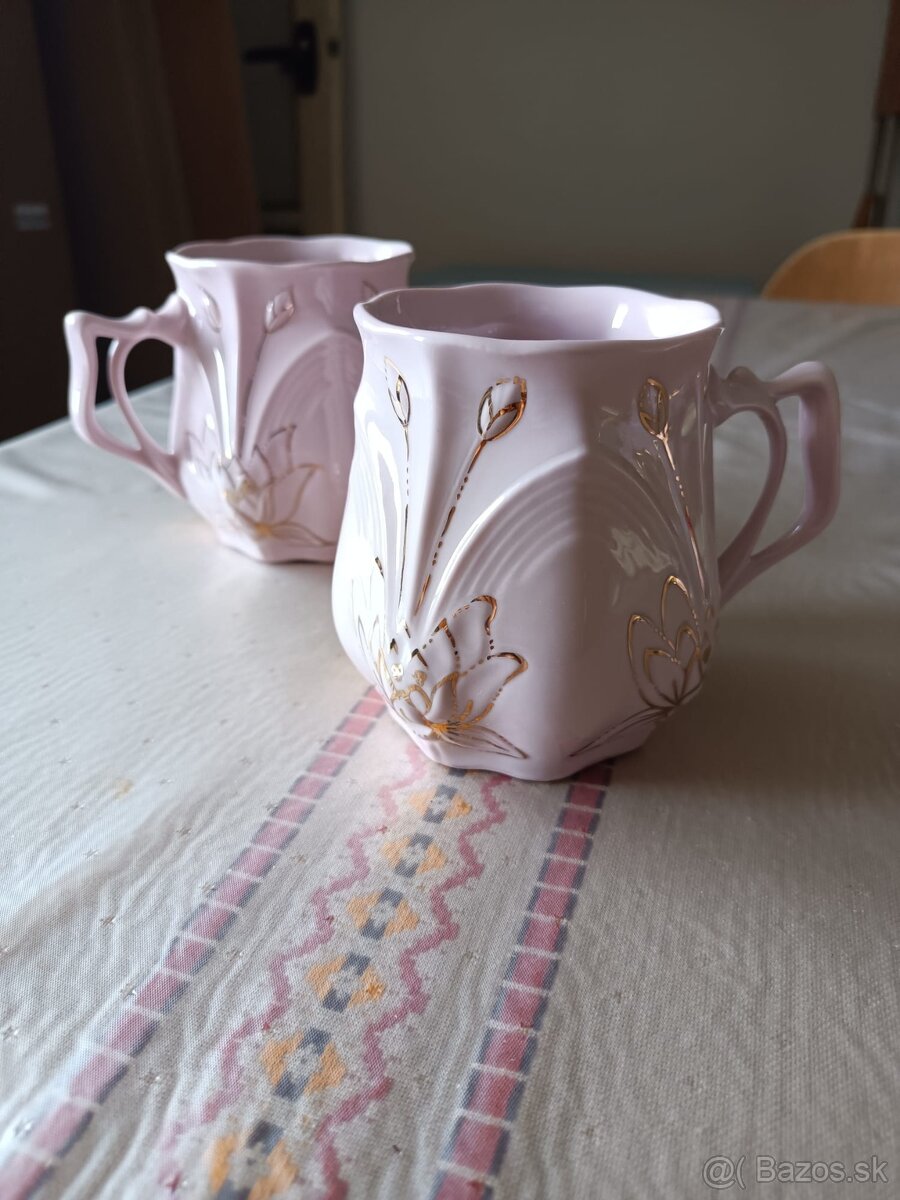 Hrnčeky ružový porcelán Chodov - 2
