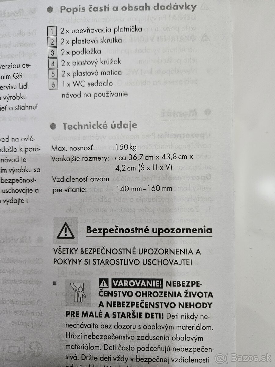 WC sedátko, nové - 2