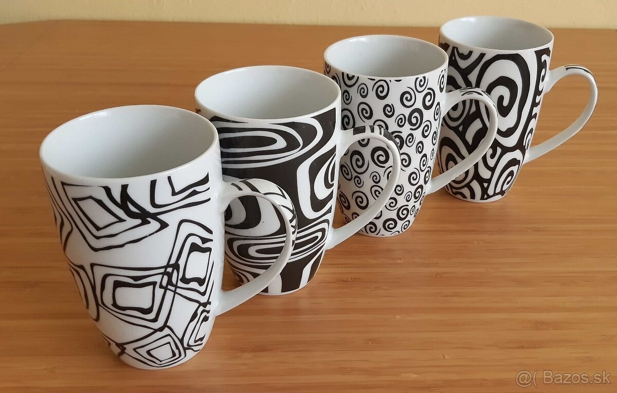 Šálky čierno biele 4x Sabichi - 2