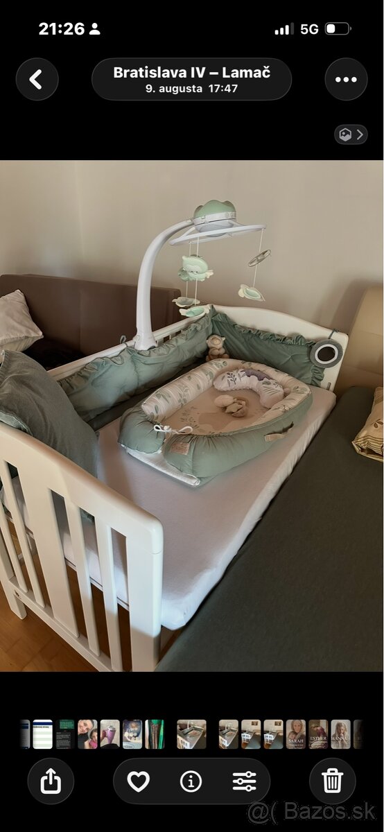 Drevená detská postieľka biela - 2