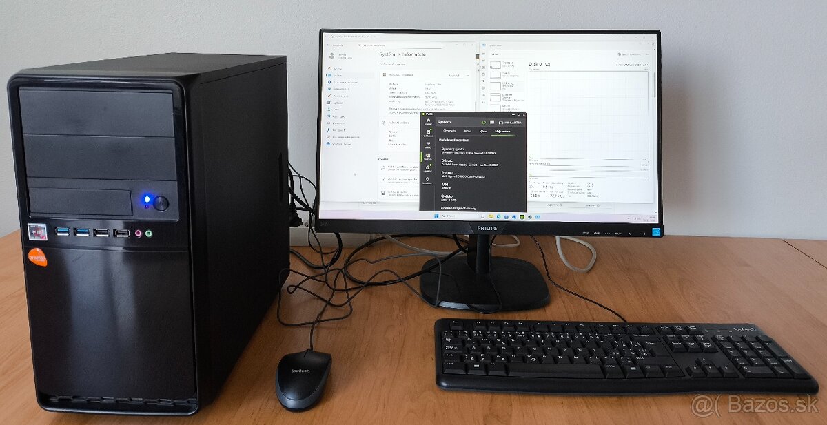 celý PC:Ryzen5600;RTX5060-8GB;32GB-DDR4;2TB-M.2;24"LCD - 2