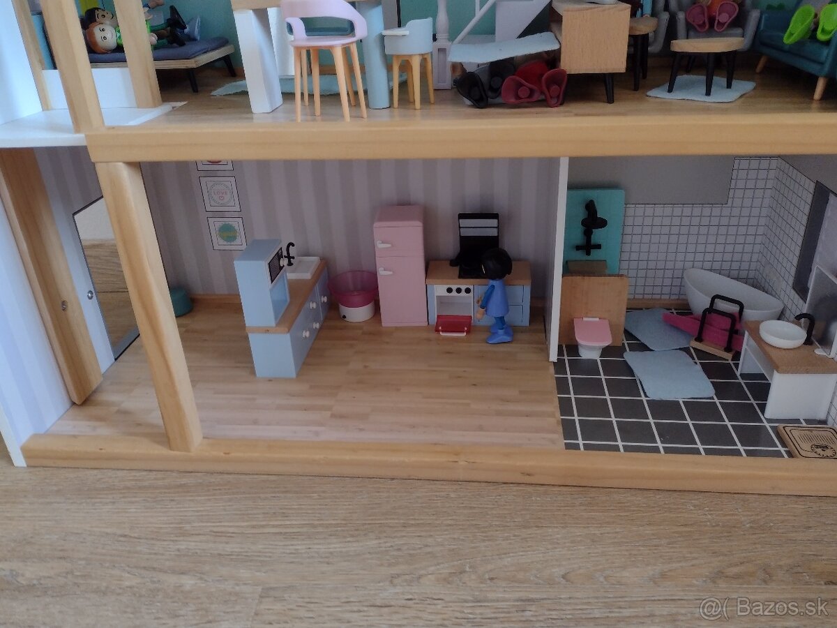 Detský drevený domček so zariadením - 2