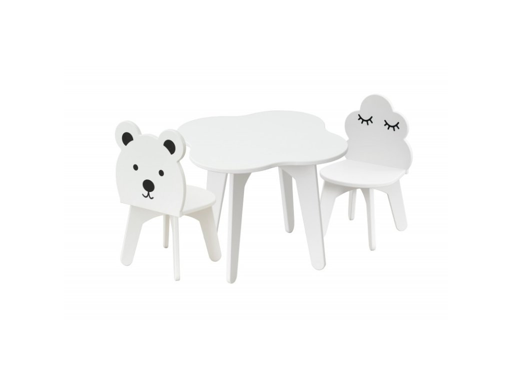 Detská stolička Baby-raj – biela, tvar koruny, motív obláčik - 2