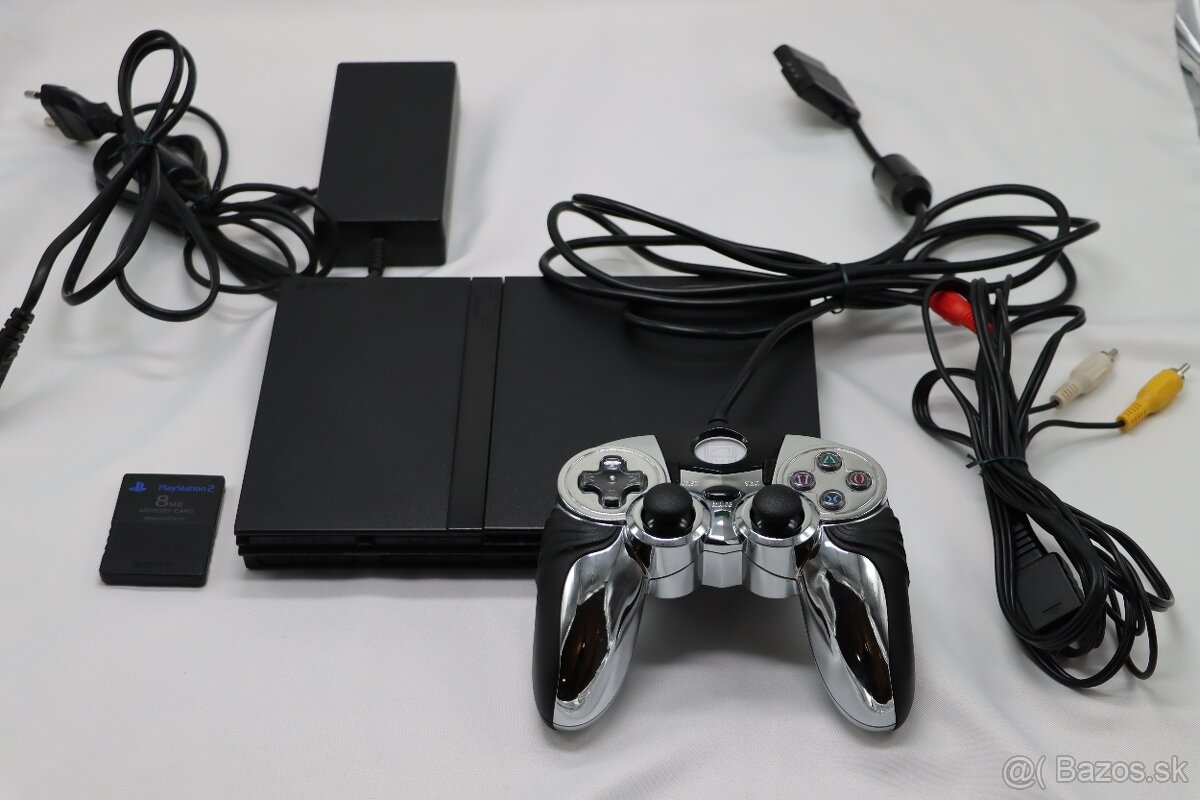 PS2 slim SCPH-75004 – konzola + ovládač + pamäťovka + káble - 2
