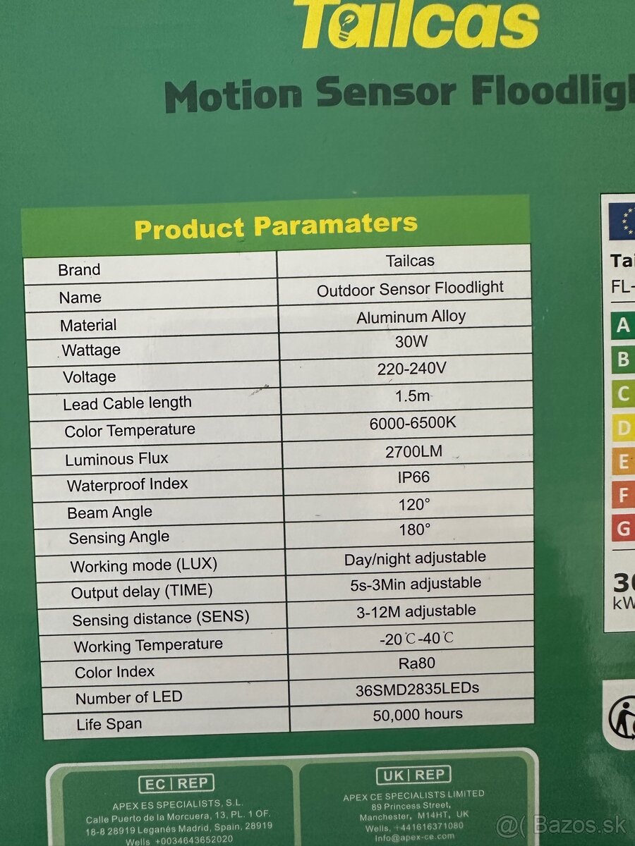 LED reflektor s pohybovým senzorom 30W – IP66 - 2