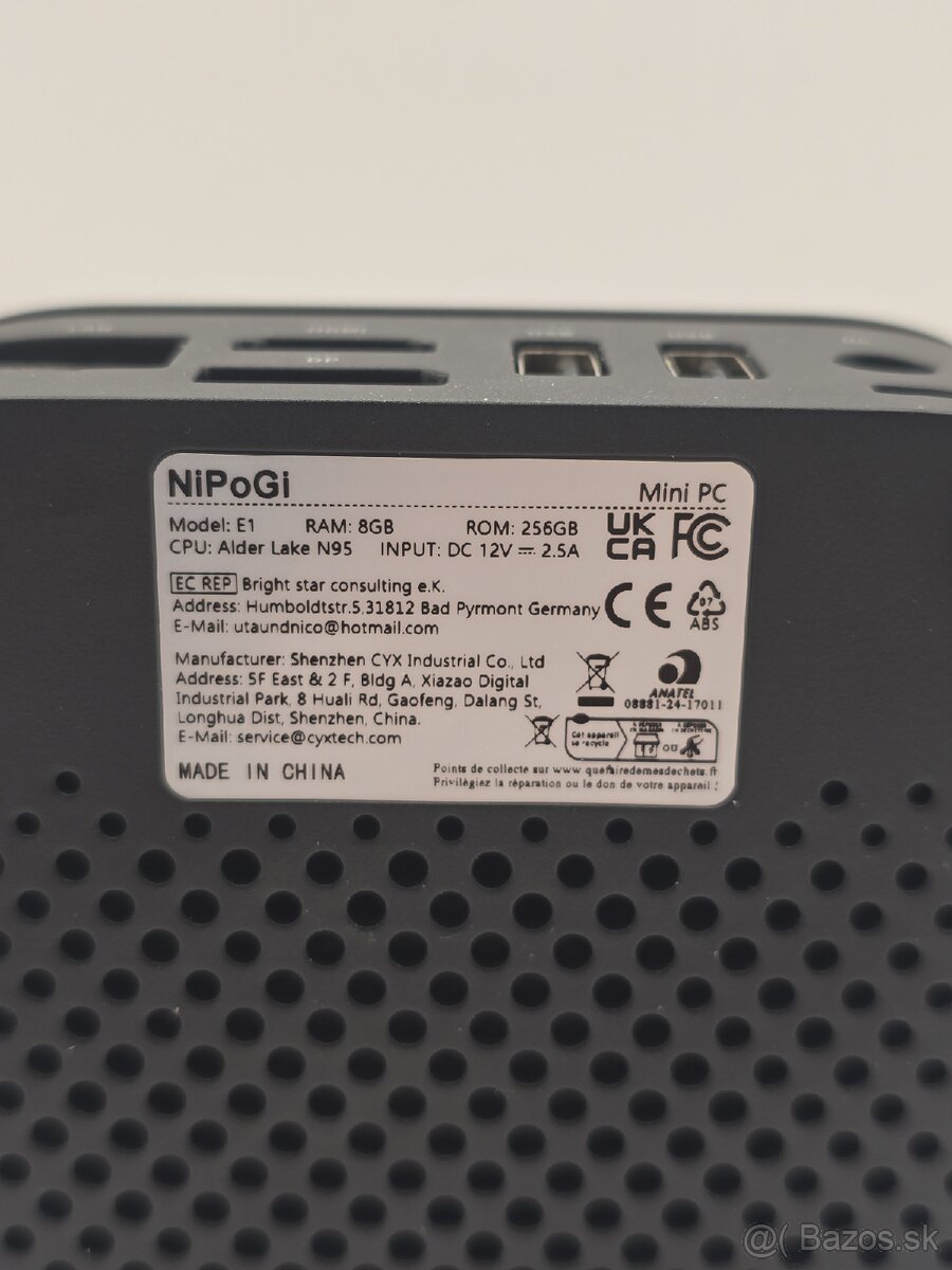 Mini PC počitač NiPoGi E1 ram 8GB rom 256GB novy plus Win - 2