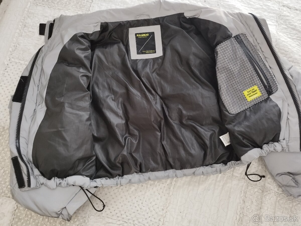 Dámska strieborná reflexná bunda M/38 Pull&Bear - 2