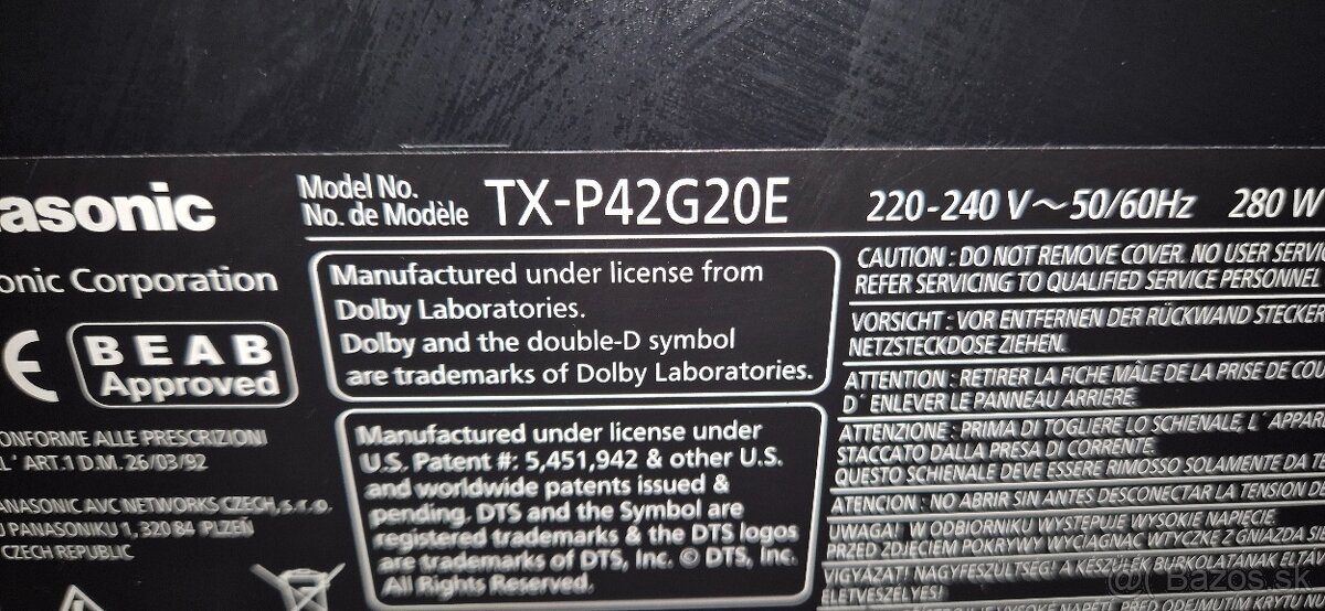 TV plazma TX-P42G20E - 2