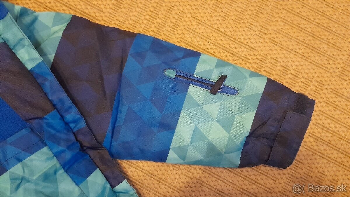 Detská zimná bunda 146–152, kapucňa, modro–tyrkysová - 2