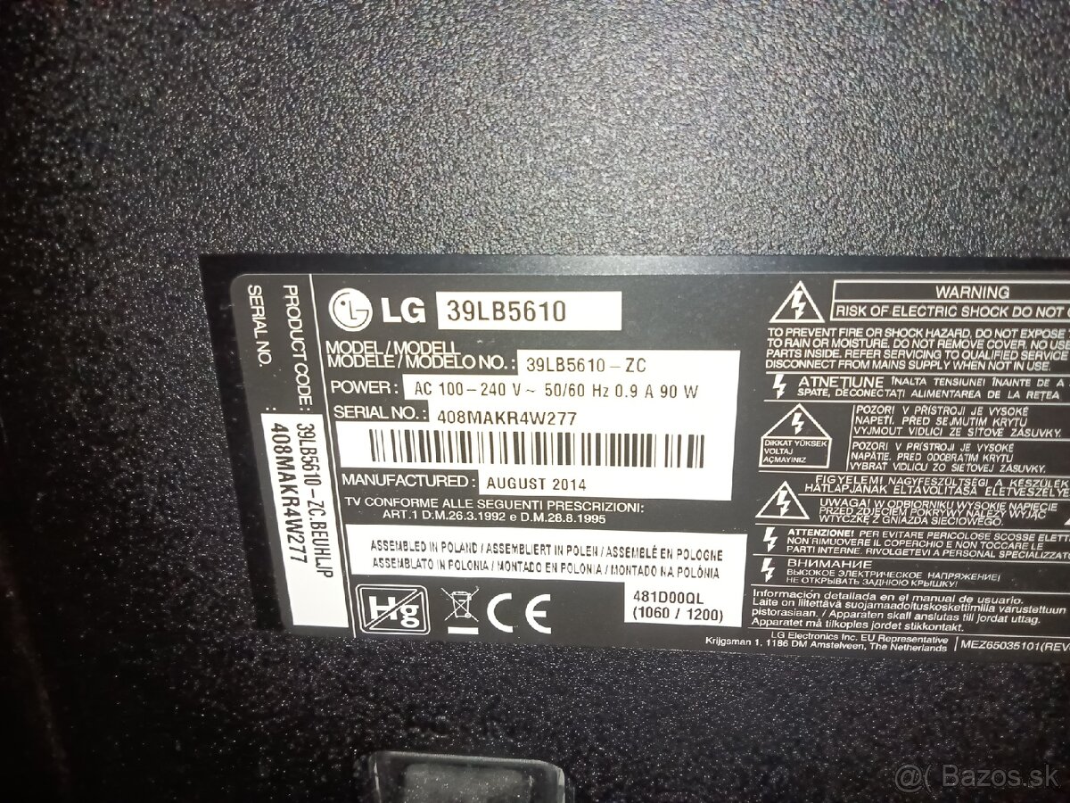 Predám televízor LG 39LB5610 - 2