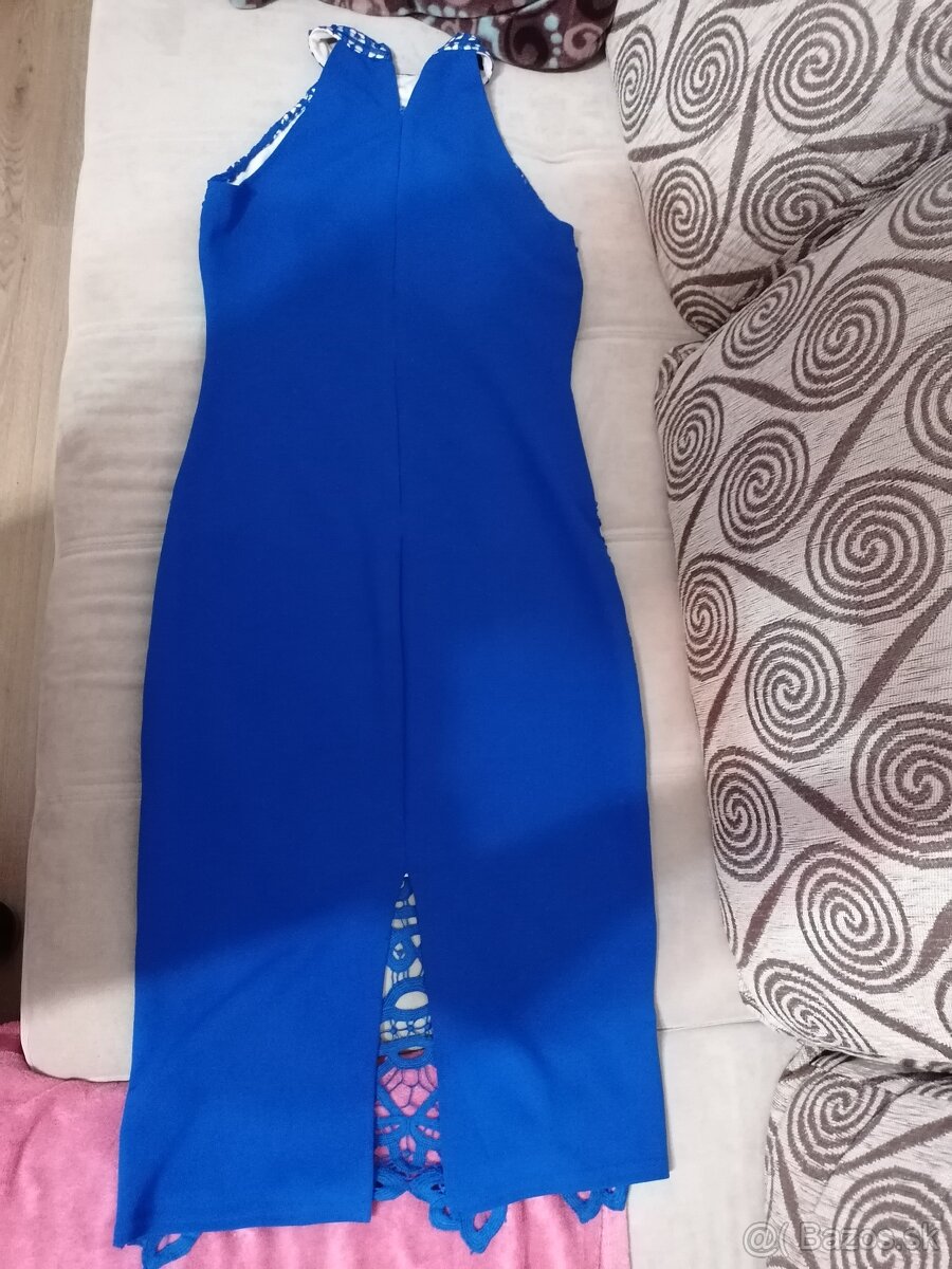 Modré Šaty s krajkou, elegantné - 2