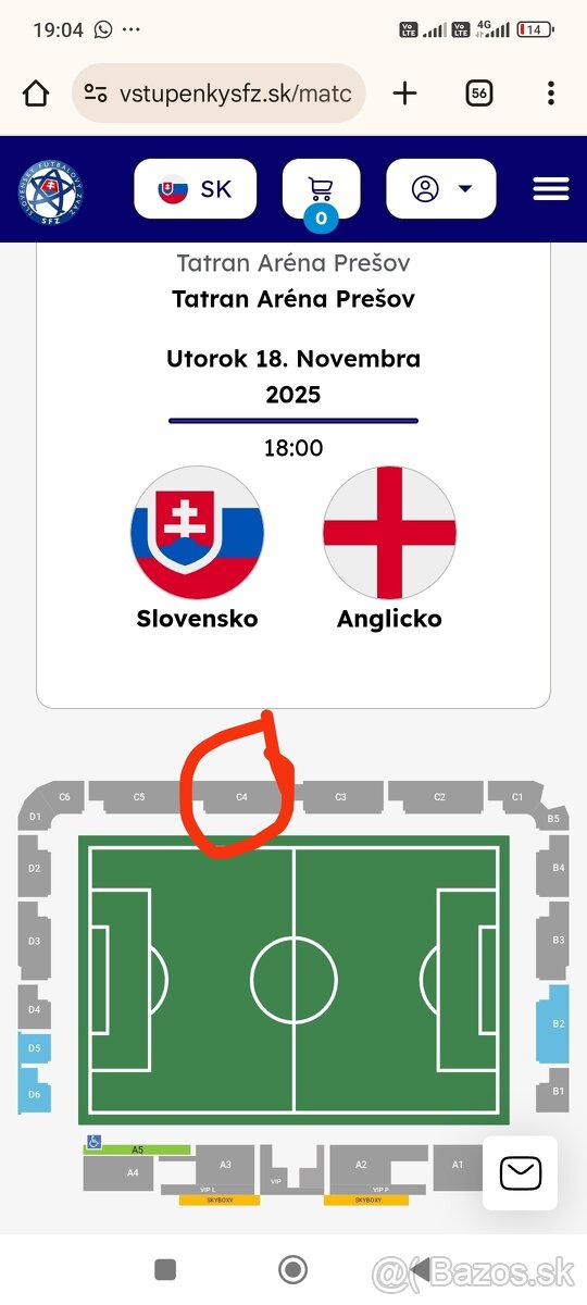 Predám lístky na zápas SLOVENSKO-KAZACHTAN U21 - 2