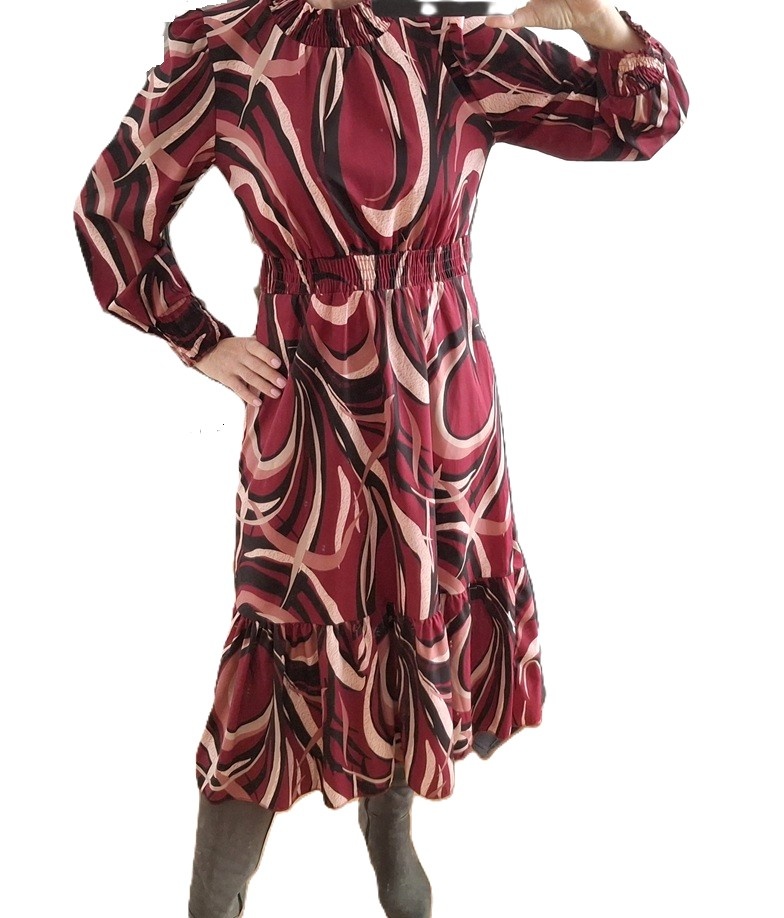 Bordové midi šaty, uni XS, S, M - 2