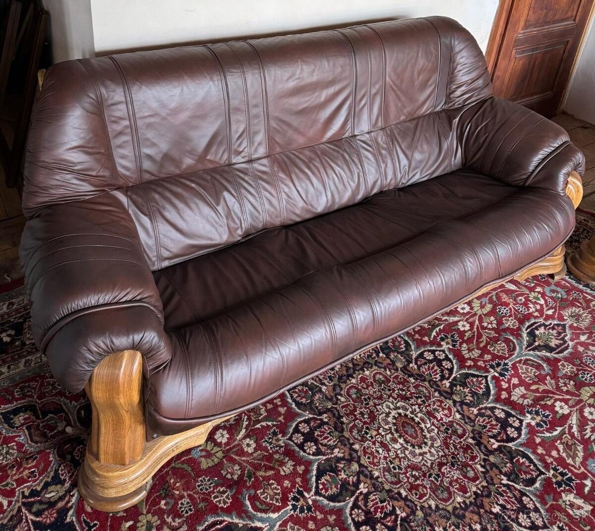 Dubová rustikální kožená sedací souprava 3+2,4331 - 2