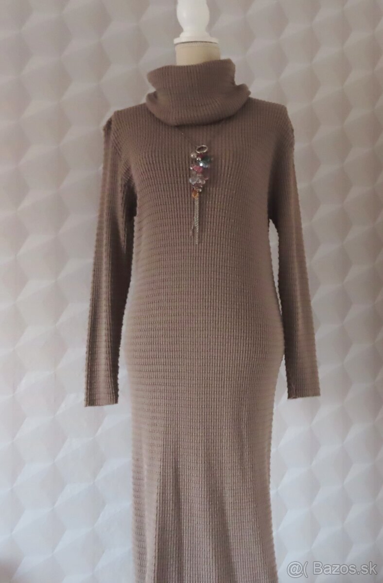 Dlhšie úpletové rolákové šaty, veľ. 40/M - 2