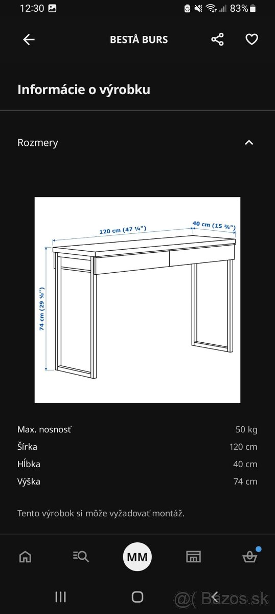 Písací stôl Bestä Burs - 2