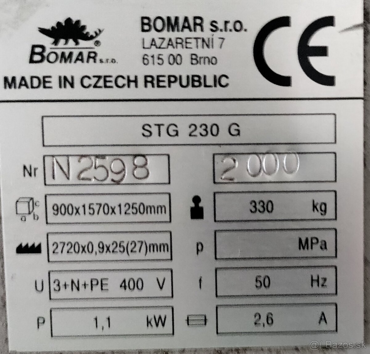 Pásová píla BOMAR STG 230G - 2