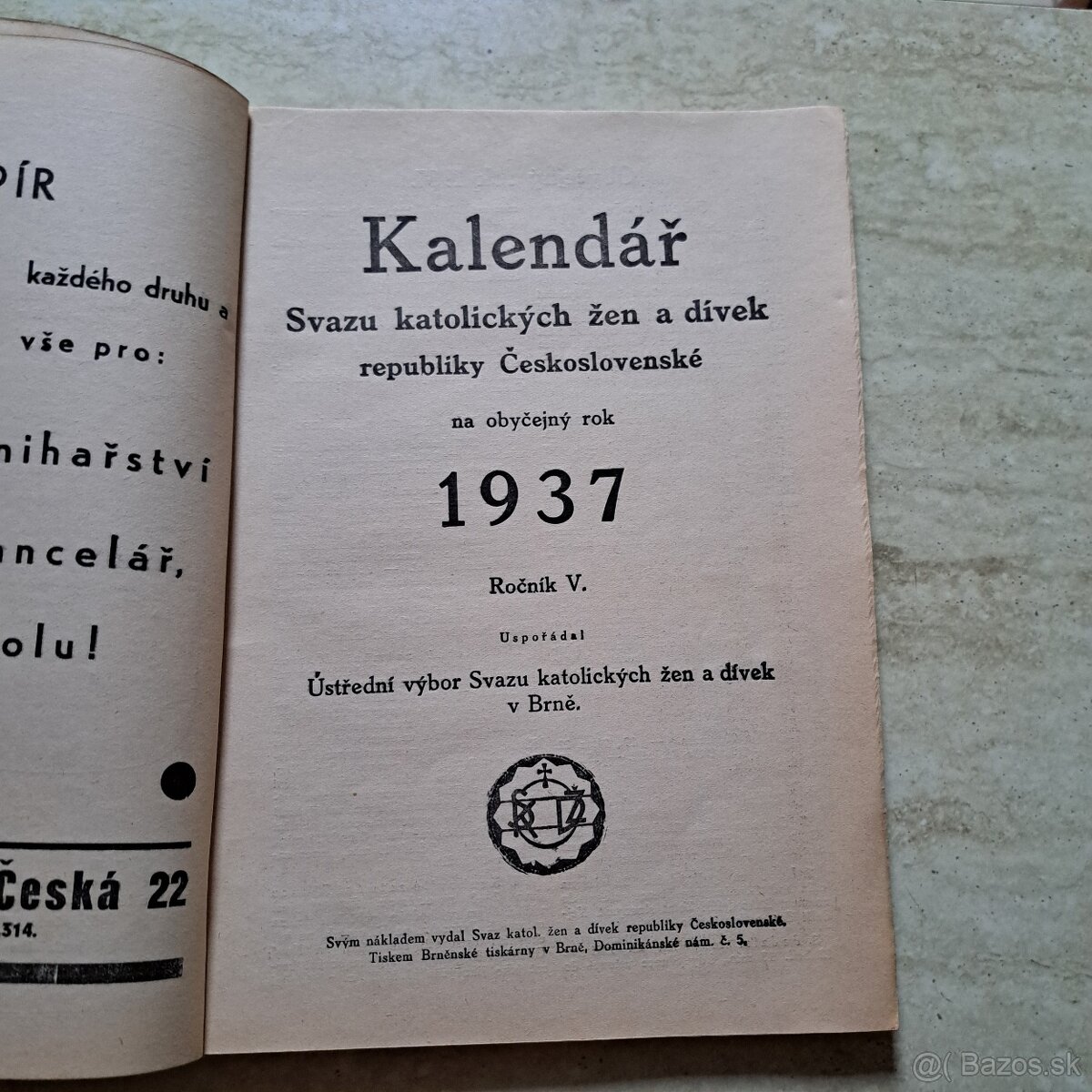 Kalendáŕ Svazu katolíckych žen a dívek 1937 - 2