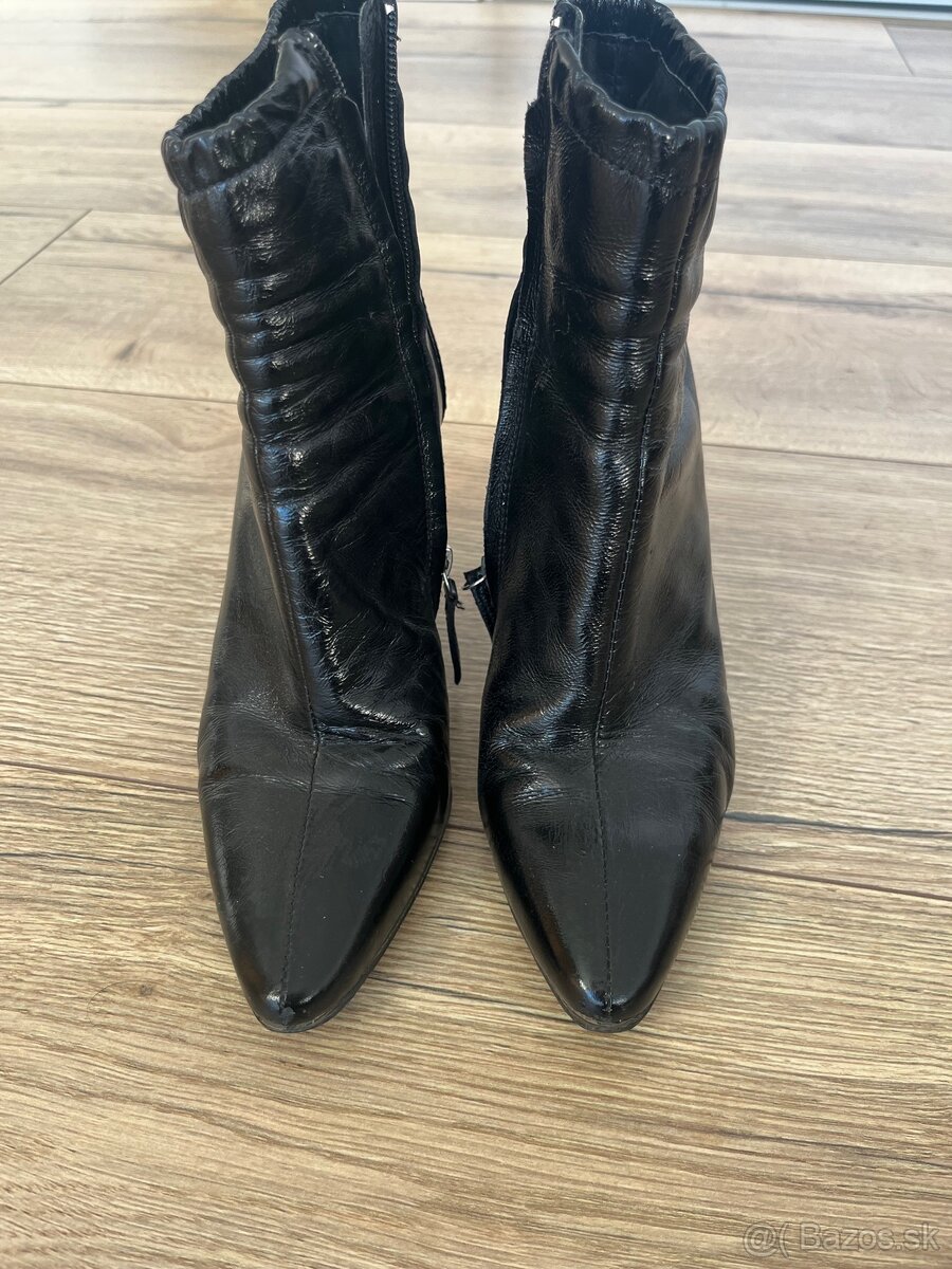 Kožené čižmičky Zara cierne - 2