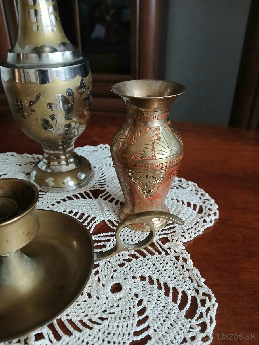 Mosadzné vázičky a svietnik - 2