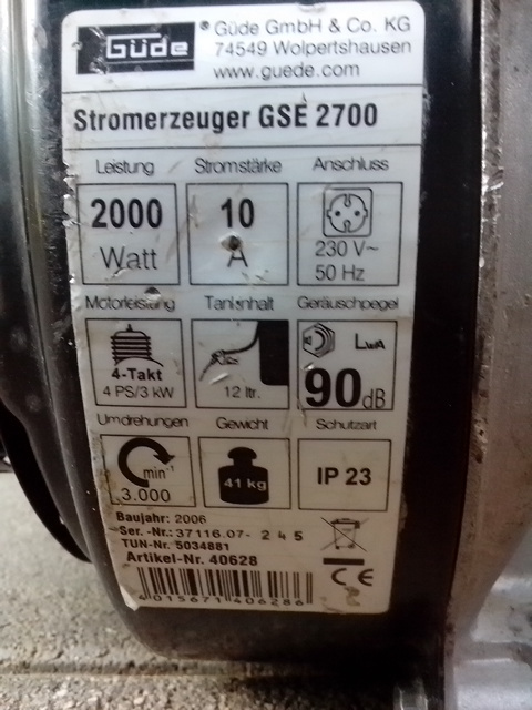 Motor z elektrocentraly Guge 2700 - 2