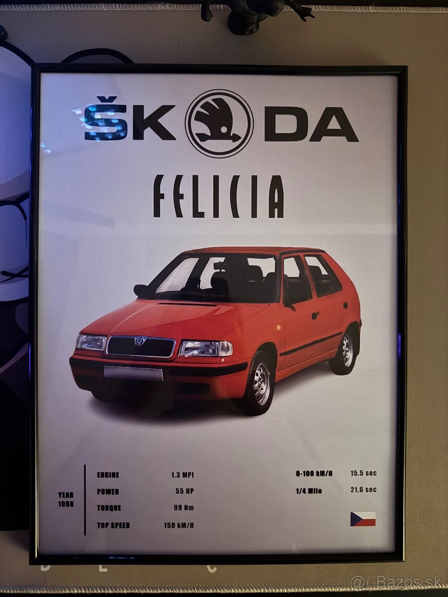 A3 Obraz - Škoda felicia s rámom - 2