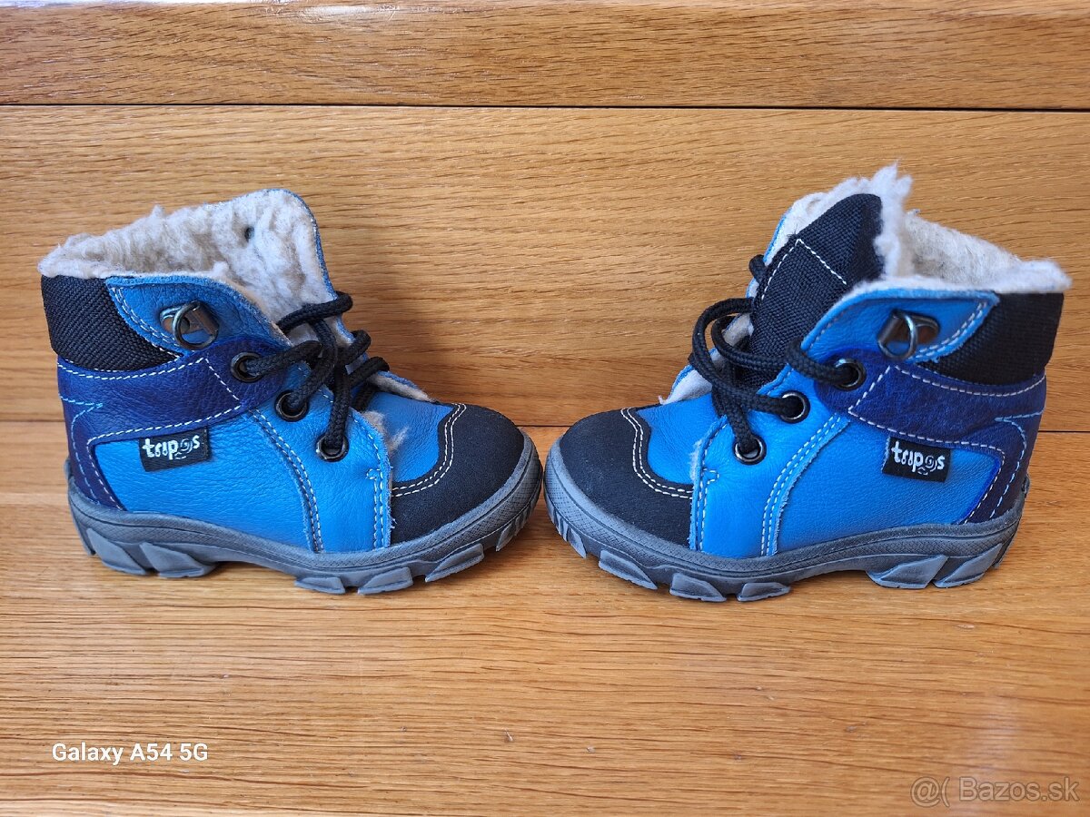 Detské zimné kožené topánky, veľkosť 22 - 2