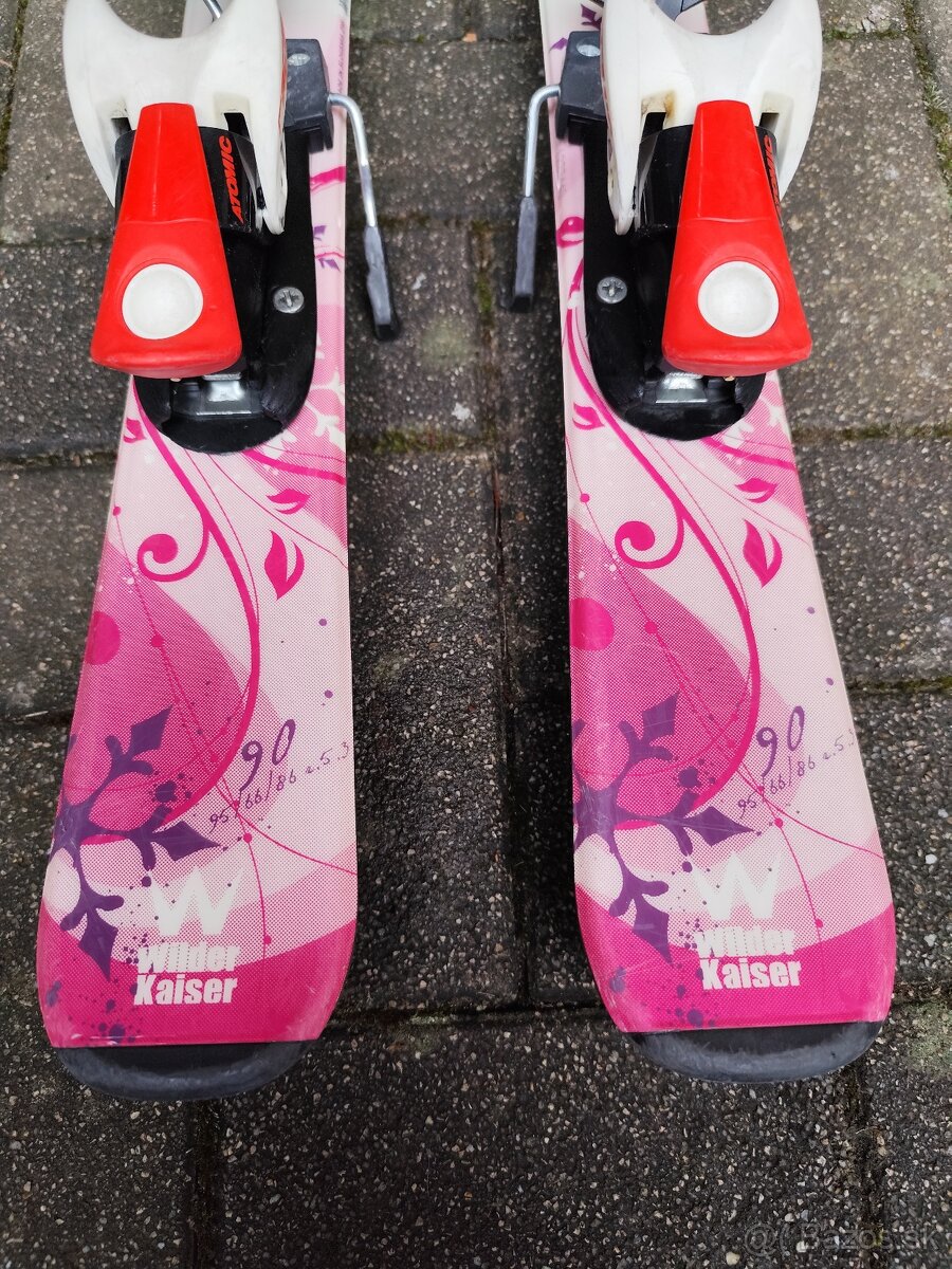 Detské lyže 90 + lyžiarky 21,5 - 2