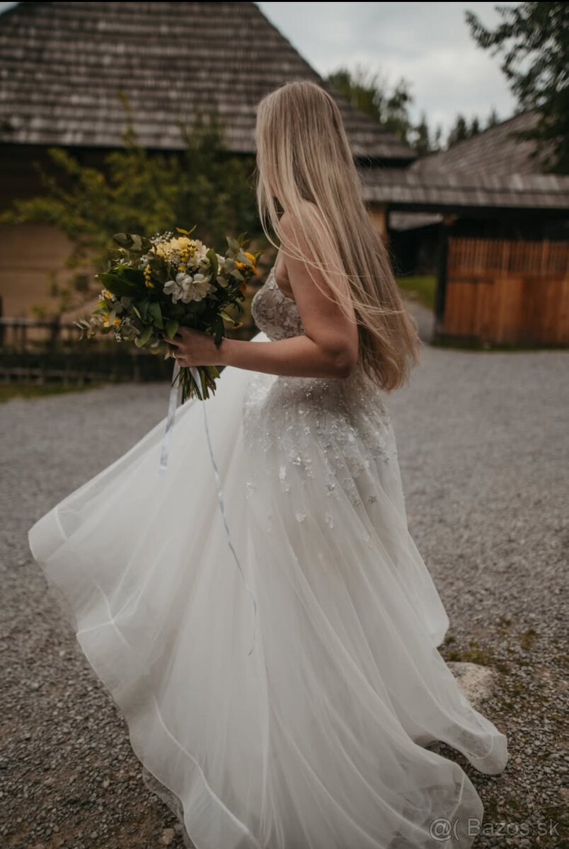 Svadobné šaty so štvorlístkami S-M - 2