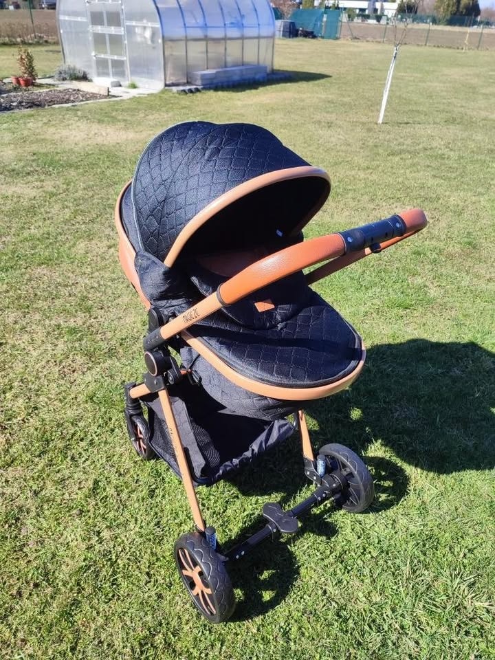 Nový kombinovaný kočárek 3v1 (černo-zlatý) - 2