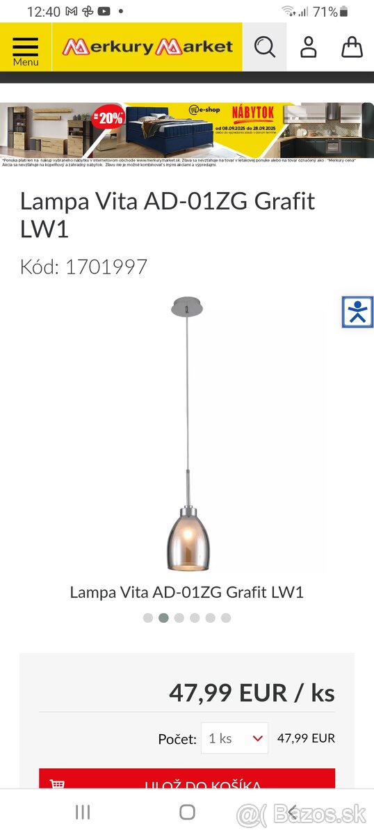 Predam 3ks moderne lampy Vita grafit - 2