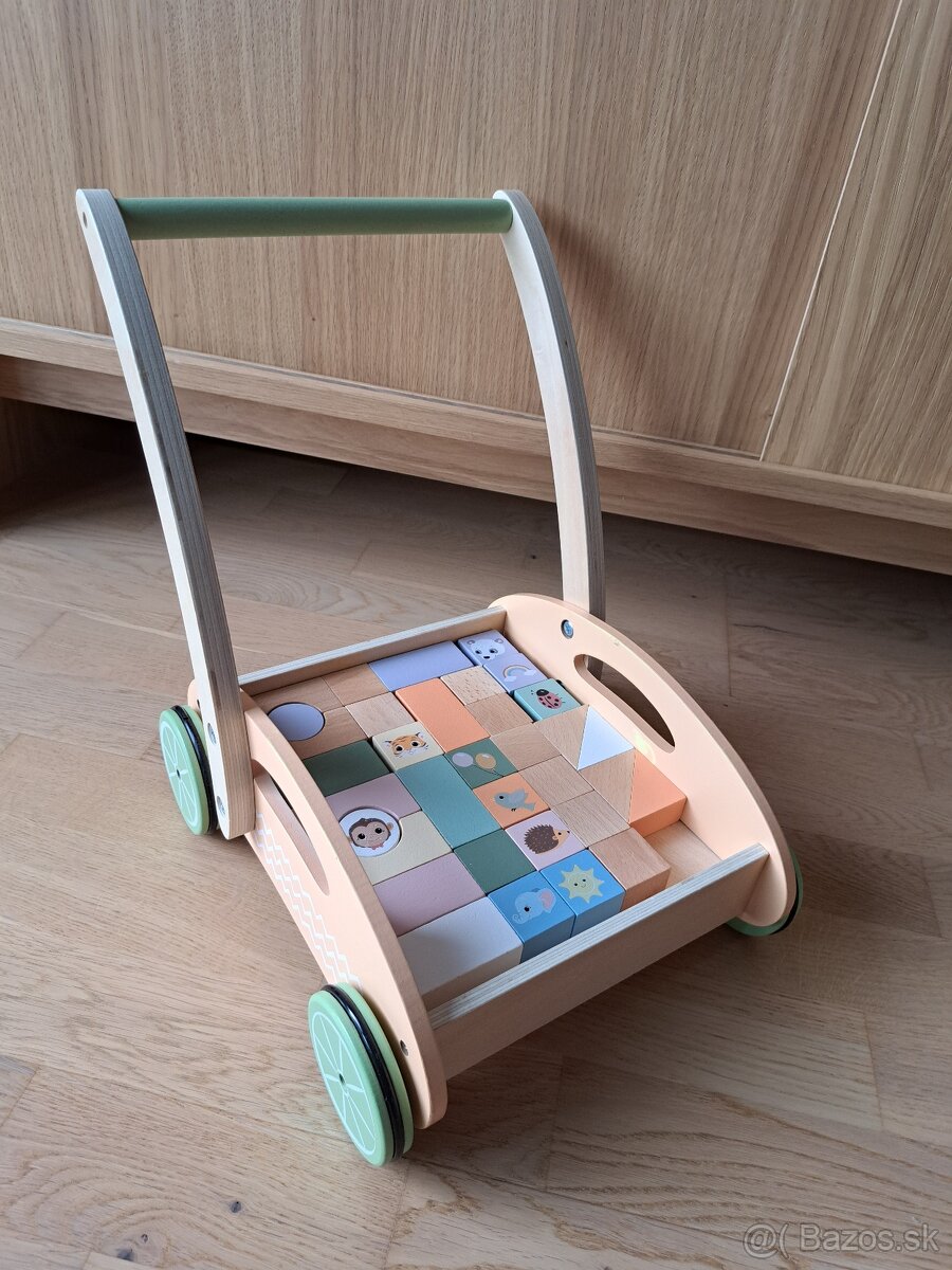 Drevený vozík s kockami Jouéco - 2