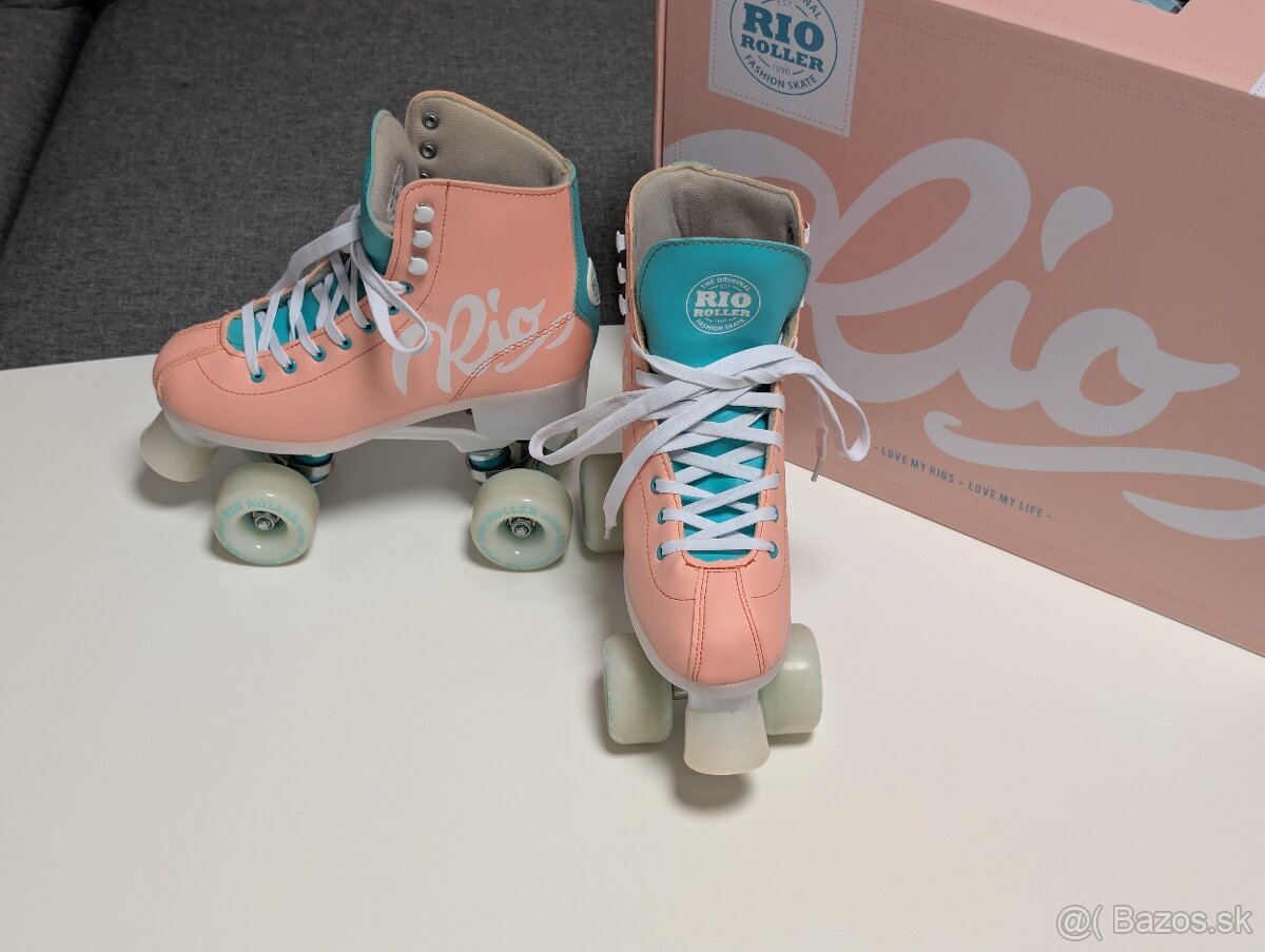 39.5 - Rio Roller Script kolieskové korčule | Peach Green - 2