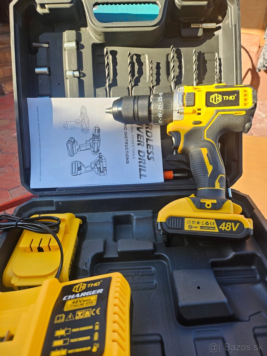 Aku Vŕtačka uťahovák príklepová 2x bateria nabíjačka - 2