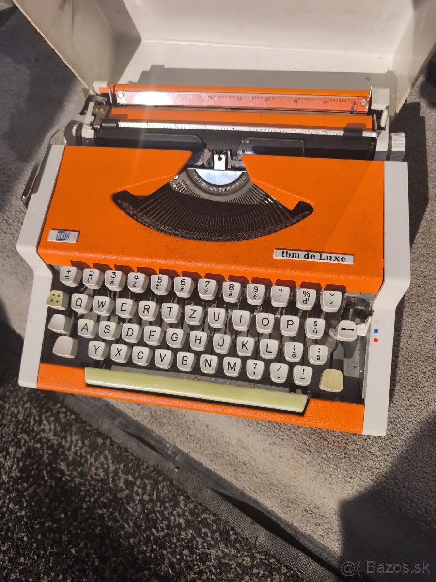 UNIS tbm de Luxe – oranžová písacia mašina, s obalom - 2