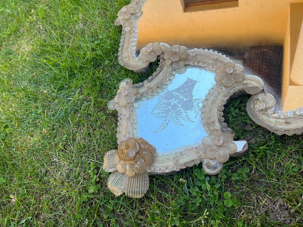 Starožitné veľké MURANO zrkadlo - 2