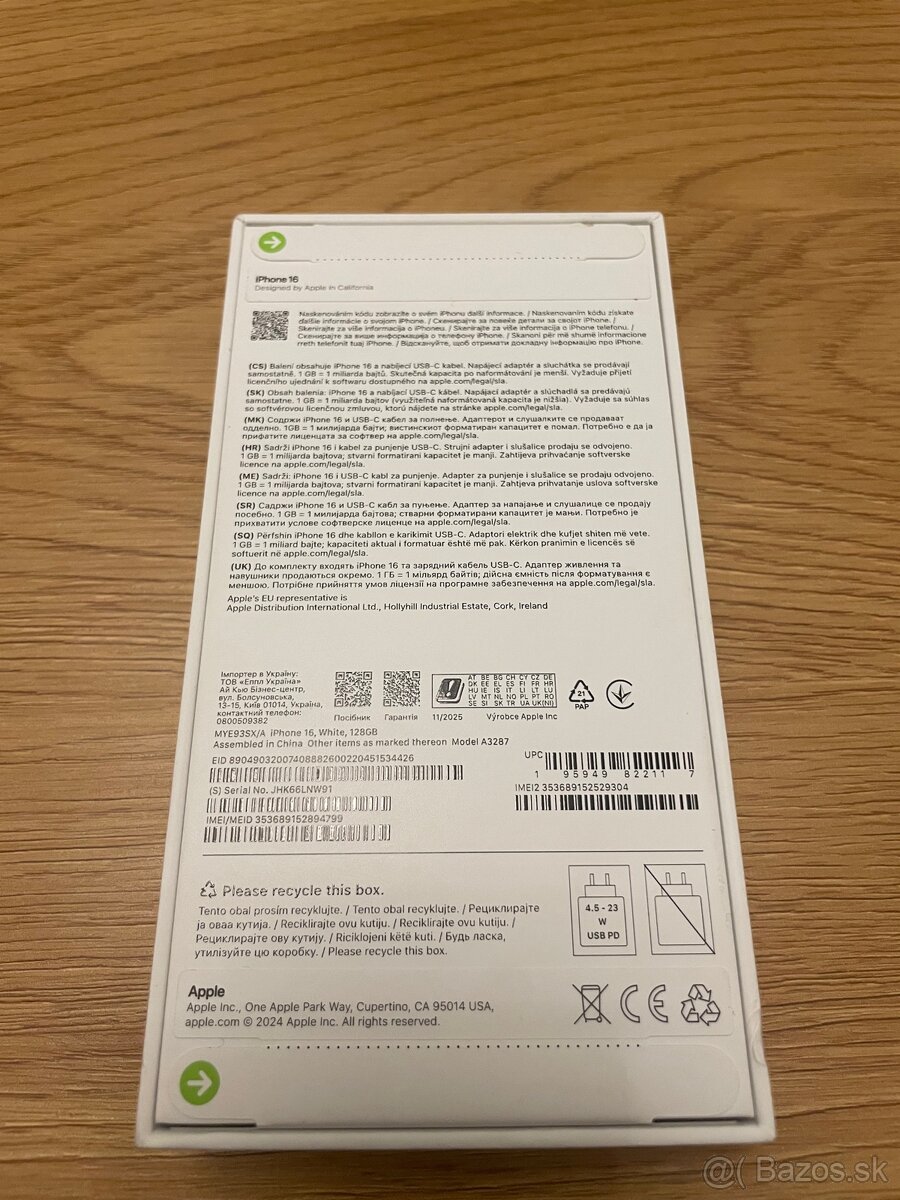 Predám nový IPhone 16 128GB white - 2