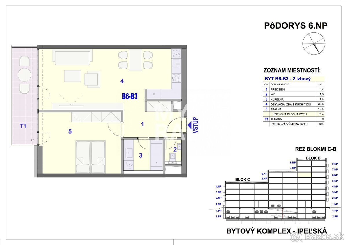 2-izbový byt B6-B3 v Bytovom komplexe Ipeľská - 2