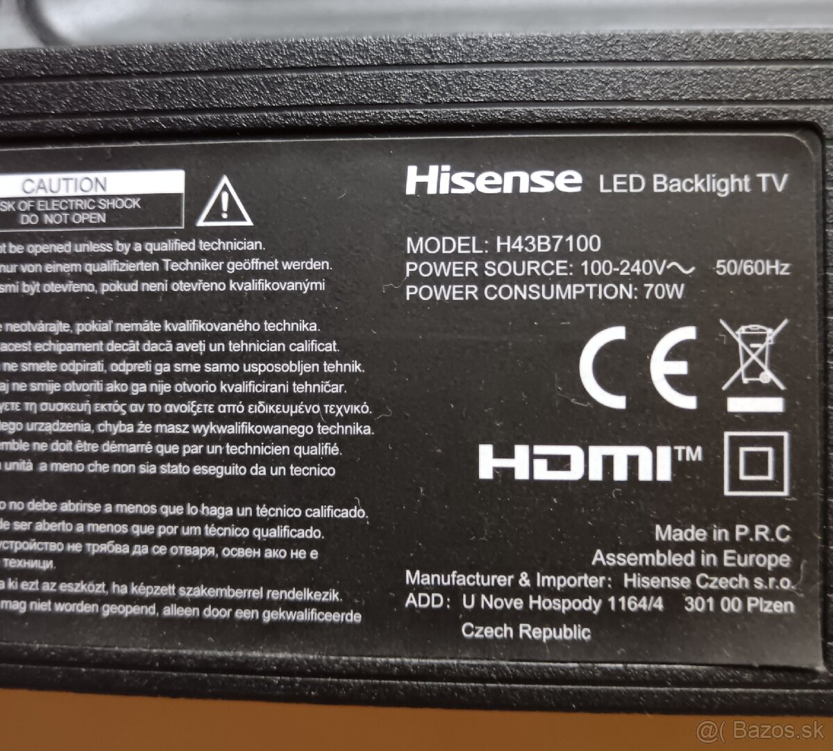 Predám Hisense Smart Televízor 43" Na Opravu - 2